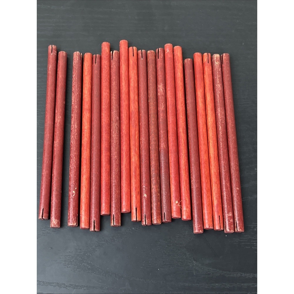 Tinkertoy 19 Wooden Rods‎ Red Orange Replacement Parts Lot Toy Pieces